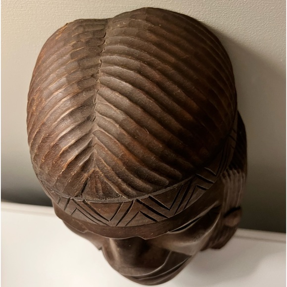 Vintage Hand Carved Wood Native American Indian Head Wall sculpture - Picture 8 of 12